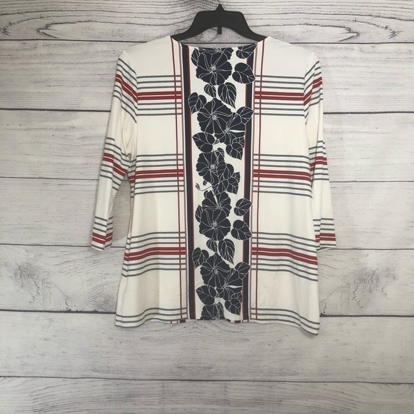 NWT Charter Club Navy Florals Blouse Sz Lg - Picture 6 of 6